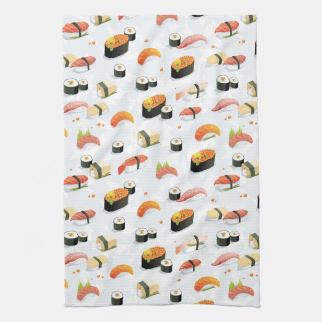 Japanese Food: Sushi Pattern Kitchen Towel (Vertical)