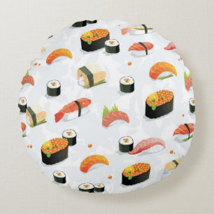 Japanese Food: Sushi Pattern Round Pillow