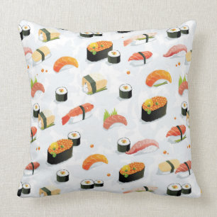 Japanese Food: Sushi Pattern Throw Pillow