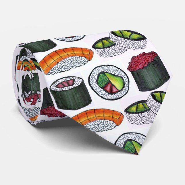 Japanese Food Sushi Tuna Avocado Roll Foodie Tie (Rolled)
