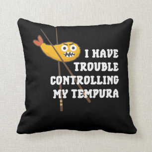 Japanese food Tempura Chopsticks Fried Shrimps Throw Pillow