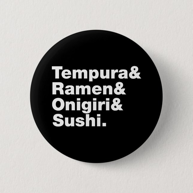 Japanese Foods Tempura & Ramen & Onigiri & Sushi.  2 Inch Round Button (Front)