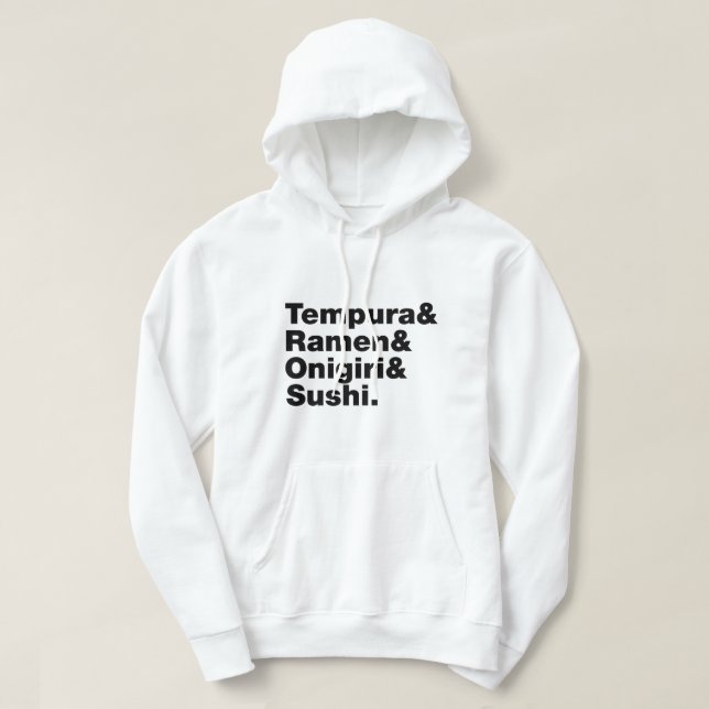 Japanese Foods Tempura & Ramen & Onigiri & Sushi. Hoodie (Design Front)