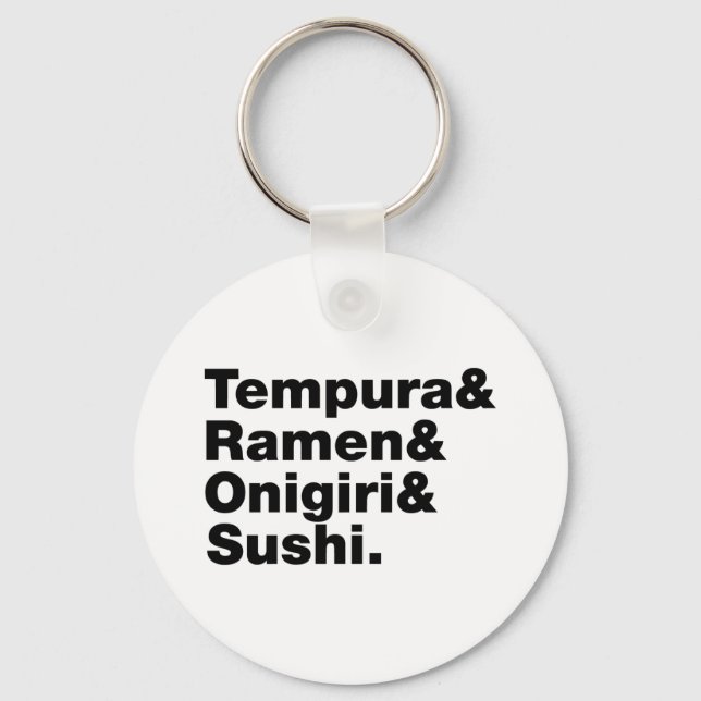 Japanese Foods Tempura & Ramen & Onigiri & Sushi. Keychain (Front)