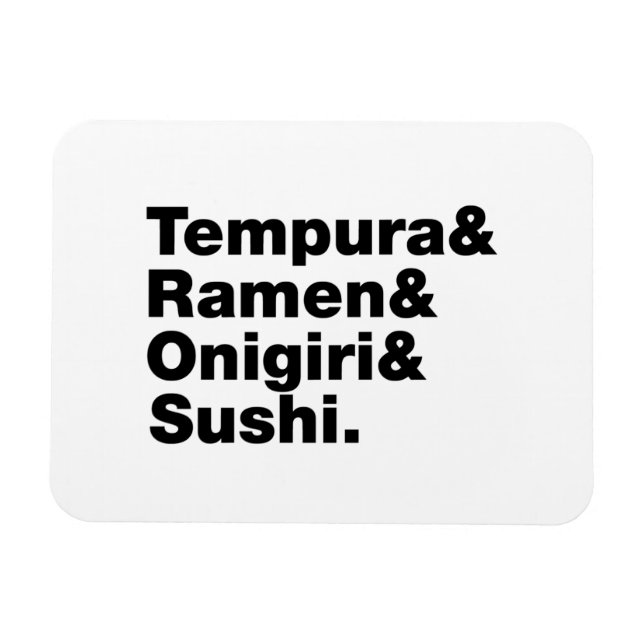 Japanese Foods Tempura & Ramen & Onigiri & Sushi. Magnet (Horizontal)