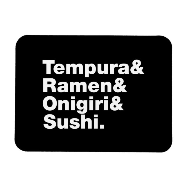 Japanese Foods Tempura & Ramen & Onigiri & Sushi. Magnet (Horizontal)