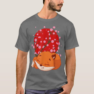 Japanese Fox Cherry Blossom Funny Flower Sakura Ka T-Shirt