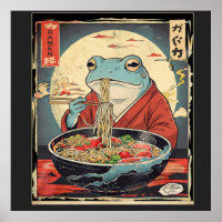 Japanese Frog Eating Ramen  for funny food lovers