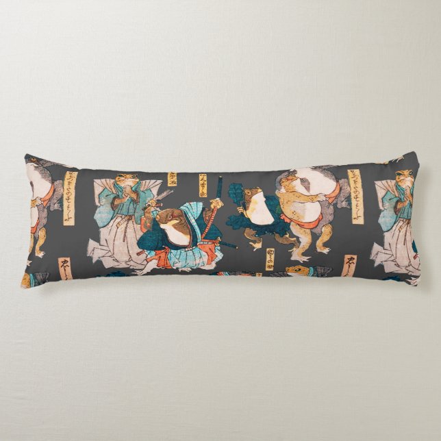 Japanese Frog ukiyo-e Froggies Body Pillow (Front)