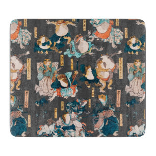 Japanese Frog ukiyo-e Froggies Cutting Board