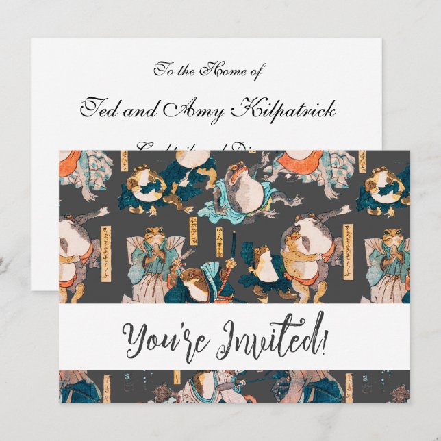 Japanese Frog ukiyo-e Froggies Invitation (Front/Back)