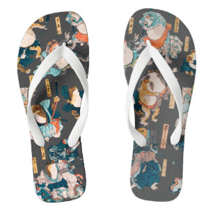 Japanese Frog Woodblock Print Kuniyoshi Ukiyo-e Flip Flops