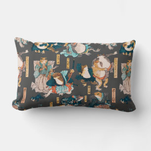 Japanese Frog Woodblock Print Kuniyoshi Ukiyo-e Lumbar Pillow