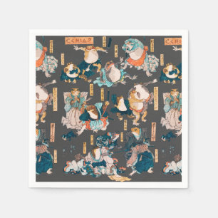 Japanese Frog Woodblock Print Kuniyoshi Ukiyo-e Napkin