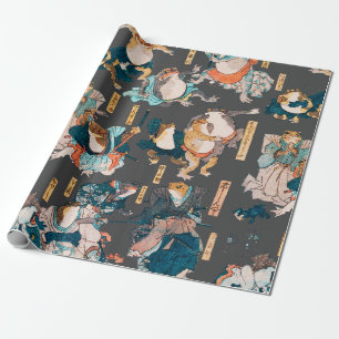 Japanese Frog Woodblock Print Kuniyoshi Ukiyo-e Wrapping Paper