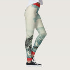 japanese full moon wood block print Leggings