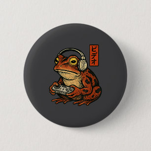 Japanese Gamer Frog Art Men Women Boys Funny Vinta 2 Inch Round Button