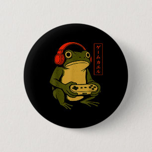 Japanese Gamer Frog Art Men Women Boys Funny Vinta 2 Inch Round Button