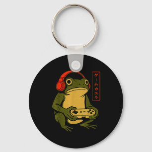Japanese Gamer Frog Art Men Women Boys Funny Vinta Keychain