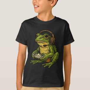 Japanese Gamer Frog Art Men Women Boys Funny Vinta T-Shirt