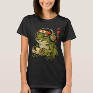 Japanese Gamer Frog Art Men Women Boys Funny Vinta T-Shirt