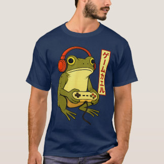Japanese Gamer Frog Art Men Women Boys Funny Vinta T-Shirt