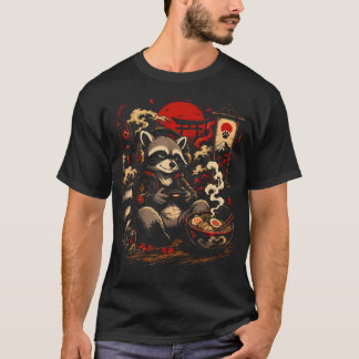 Japanese Gamer Raccoon Funny Anime n Boys T-Shirt