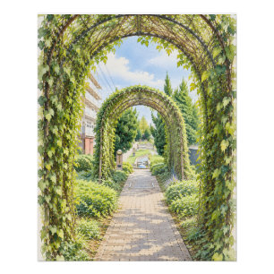 Japanese Garden Arch Watercolor Art Print Japan