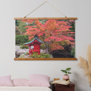 Japanese Garden Colourful Autumn Leaves Hanging Tapestry