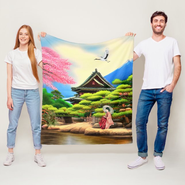Japanese Garden Fleece Blanket (In Situ)