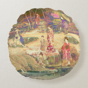 Japanese Garden II / Washed Edition Round Pillow