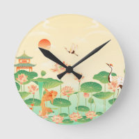Japanese Garden Koi Pond and Waterlilies Art