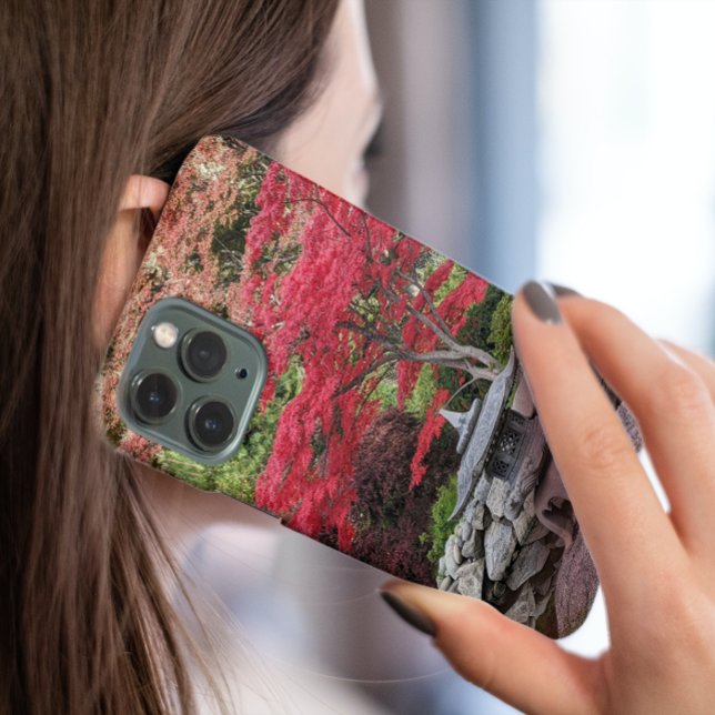Japanese Garden Lantern and Red Maple Leaves Case-Mate iPhone Case (In Situ)