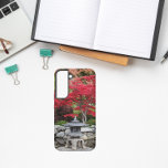 Japanese Garden Lantern and Red Maple Leaves Samsung Galaxy Case<br><div class="desc">Protect your Samsung Galaxy S22 phone with this trendy phone case that features the photo image of a Japanese garden lantern and red Maple leaves. A lovely,  floral design! Select your phone style. NOTE: You may need to edit and adjust image as necessary when changing phone style.</div>