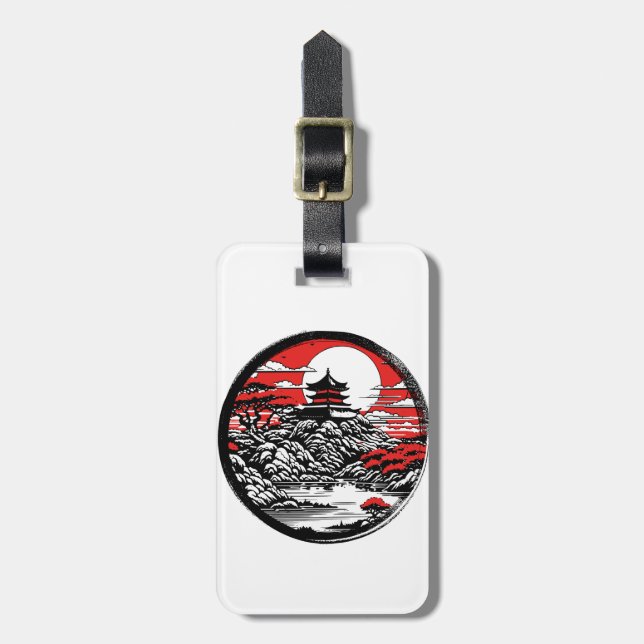 Japanese garden luggage tag (Front Vertical)