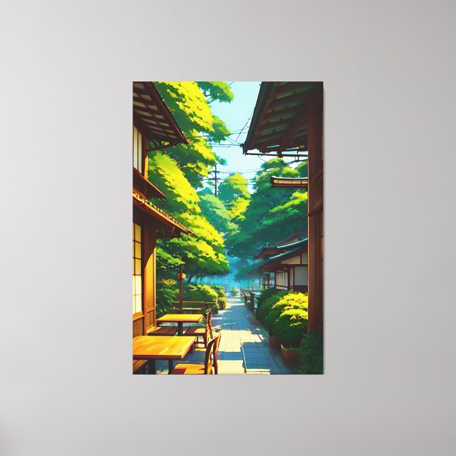 Japanese Garden Outdoor Cafe Canvas Print (Front)