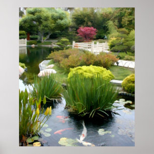 Japanese Garden Pond with Koi Poster