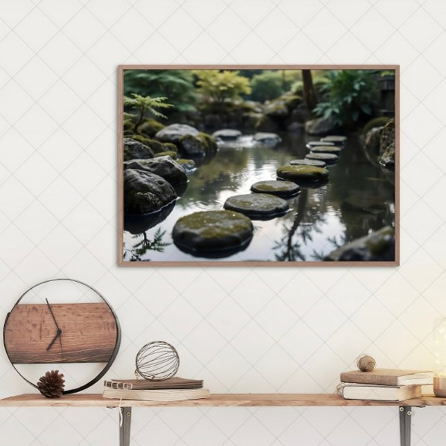 Japanese Garden Pond with Zen Stones Canvas Print (Creator Uploaded)