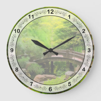 Japanese Garden - Water under the bridge Large Clock