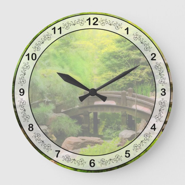 Japanese Garden - Water under the bridge Large Clock (Front)