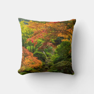 Japanese Gardens In Autumn In Portland, Oregon 2 Throw Pillow