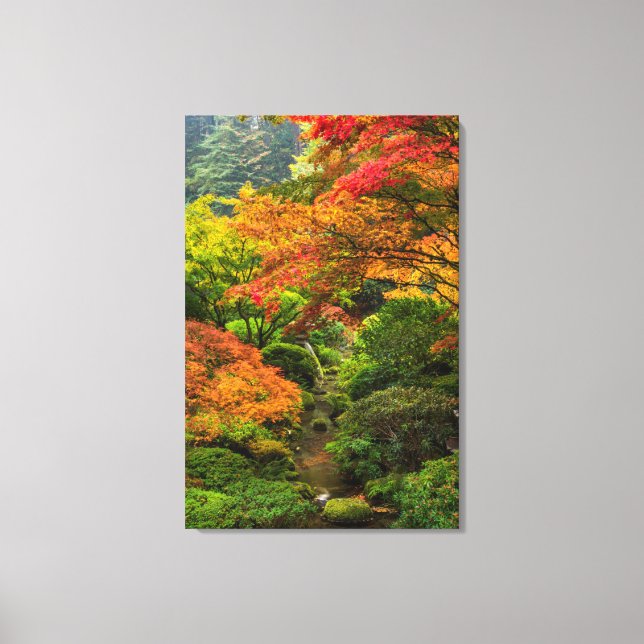 Japanese Gardens In Autumn In Portland, Oregon 3 Canvas Print (Front)