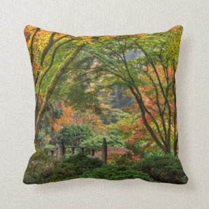 Japanese Gardens In Autumn In Portland, Oregon 4 Throw Pillow