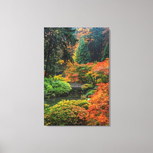 Japanese Gardens In Autumn In Portland, Oregon 5 Canvas Print (Front)