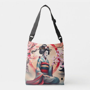 JAPANESE GEISHA BEAUTY WOMAN CHERRY BLOSSOMS CROSSBODY BAG