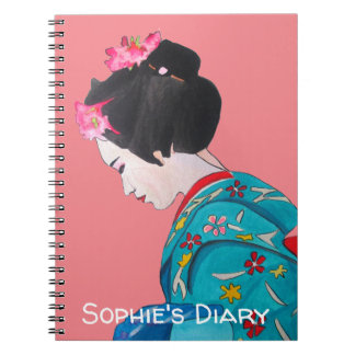 Japanese Geisha cherry blossom cute art diary Notebook
