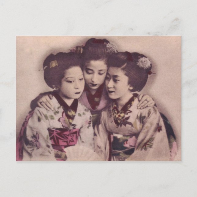 Japanese geisha girls, 1900 postcard (Front)