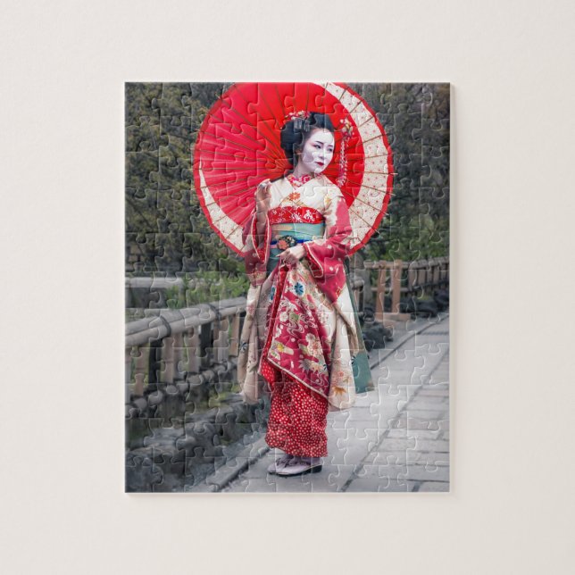 Japanese Geisha in Kyoto Jigsaw Puzzle (Vertical)
