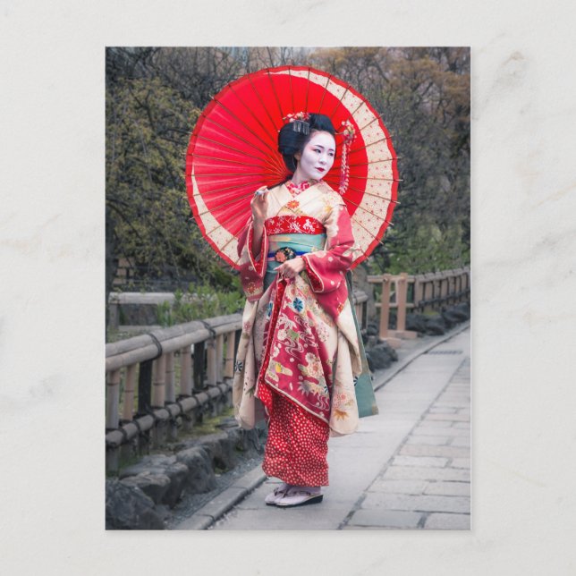 Japanese Geisha in Kyoto Postcard (Front)