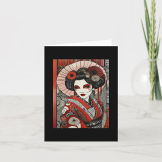 Japanese Geisha Inspired Gothic Art Red Black Card
